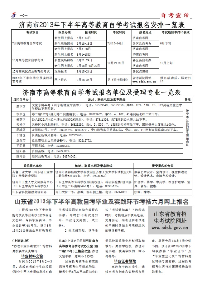山東濟(jì)南2013年《自考宣傳》(第117期)2